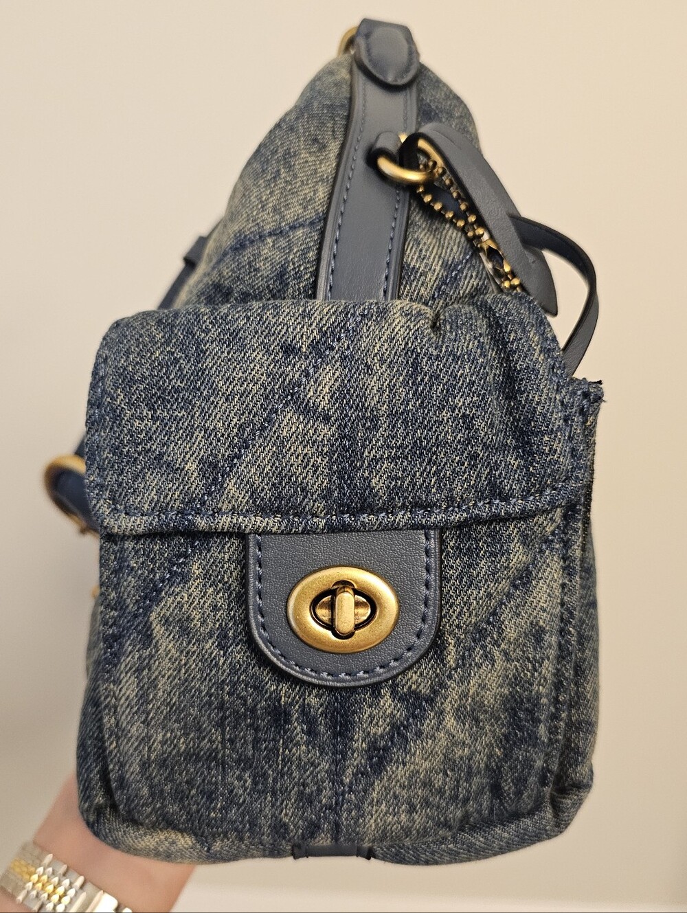 COACH Denim Pocket Juliet Bag 30 Denim Bag - Picture 4 of 12